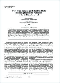 Word frequency and predictability effects in reading French: An evaluation of the E-Z Reader model