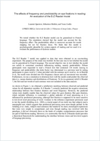 The effects of frequency and predictability on eye fixations in reading: An evaluation of the E-Z Reader model