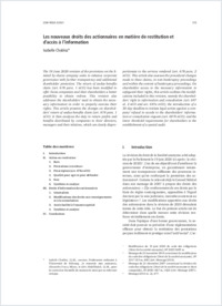 lesnouveauxdroitsdesactionnairesenmatierederestitutionetdaccesalinformation_isabellechabloz