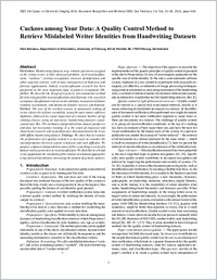 atanasiu2016-cuckoosamongyourdata_aqualitycontrolmethodtoretrievemislabeledwriteridentitiesfromhandwritingdatasets